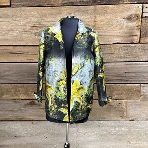Grace Chuang New York abstract floral print jacket, standup collar,  M